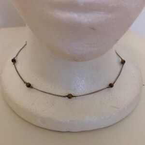 Vintage Tiger's Eye Choker Elegant Six Beaded Necklace